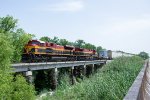 A KCS northbund crosses small bridge north of Inez